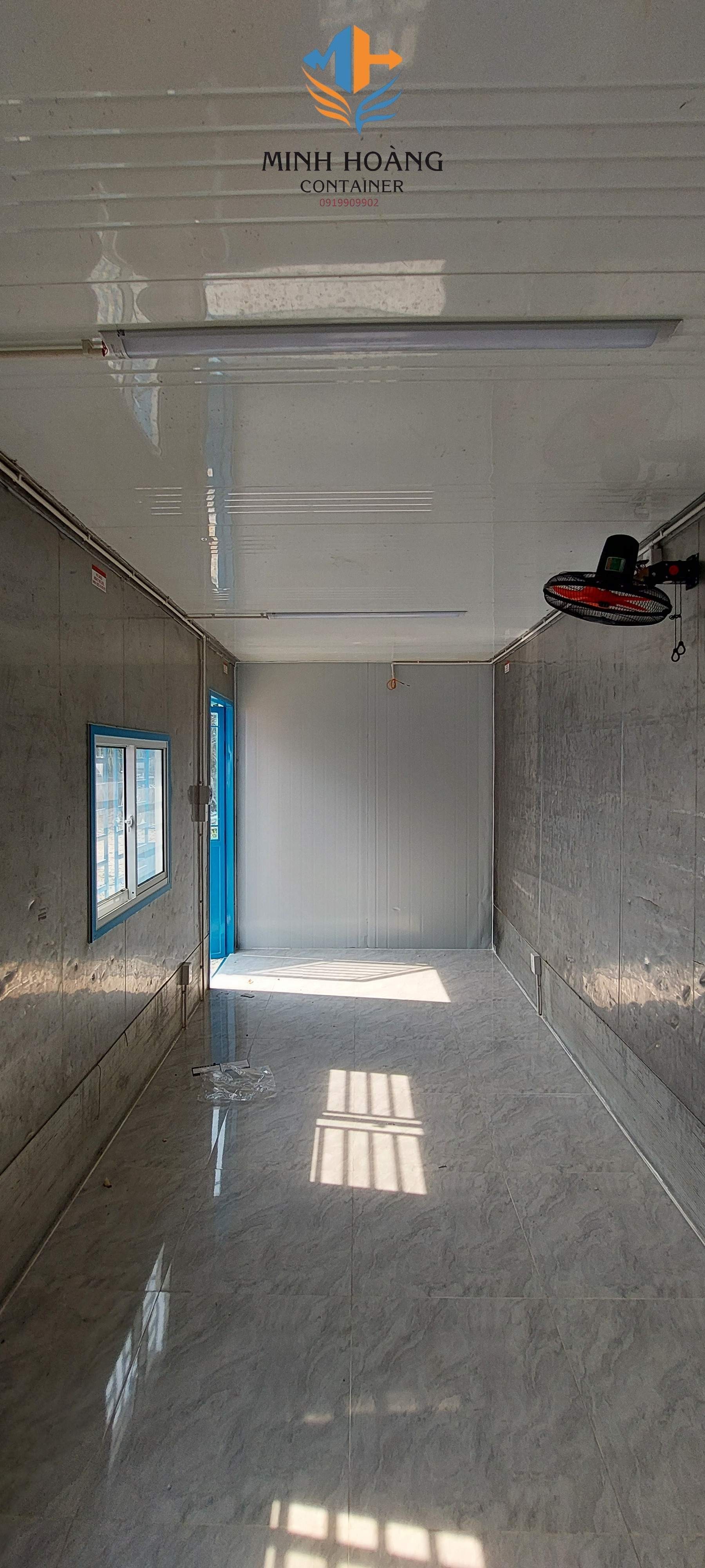 Container văn phòng 20 feet xanh dương đầy đủ điện đèn quạt